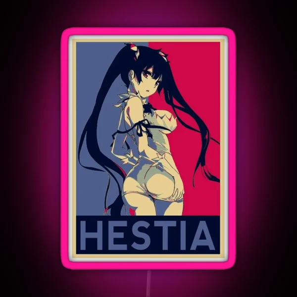 Hestia Waifu Goddess Cute Japannese Girl Kawaii Sexy RGB Neon Sign