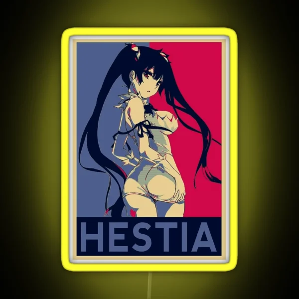 Hestia Waifu Goddess Cute Japannese Girl Kawaii Sexy RGB Neon Sign