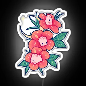 Hibiscus Bunnies RGB Neon Sign