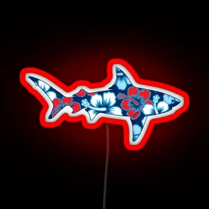 Hibiscus Floral Shark RGB Neon Sign