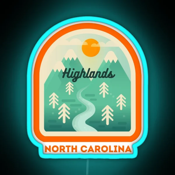 Highlands North Carolina NC Tourist Souvenir RGB Neon Sign