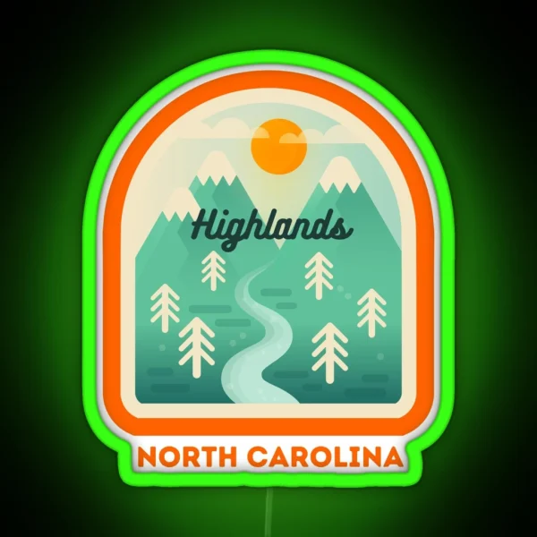 Highlands North Carolina NC Tourist Souvenir RGB Neon Sign
