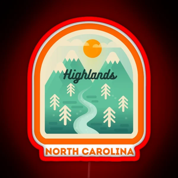 Highlands North Carolina NC Tourist Souvenir RGB Neon Sign