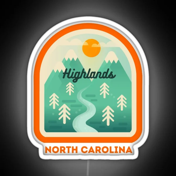 Highlands North Carolina NC Tourist Souvenir RGB Neon Sign