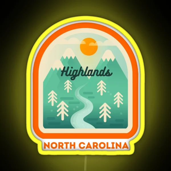 Highlands North Carolina NC Tourist Souvenir RGB Neon Sign