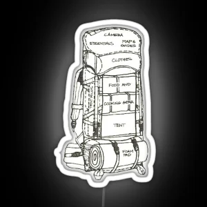 Hiking Backpacking Pack Diagram RGB Neon Sign