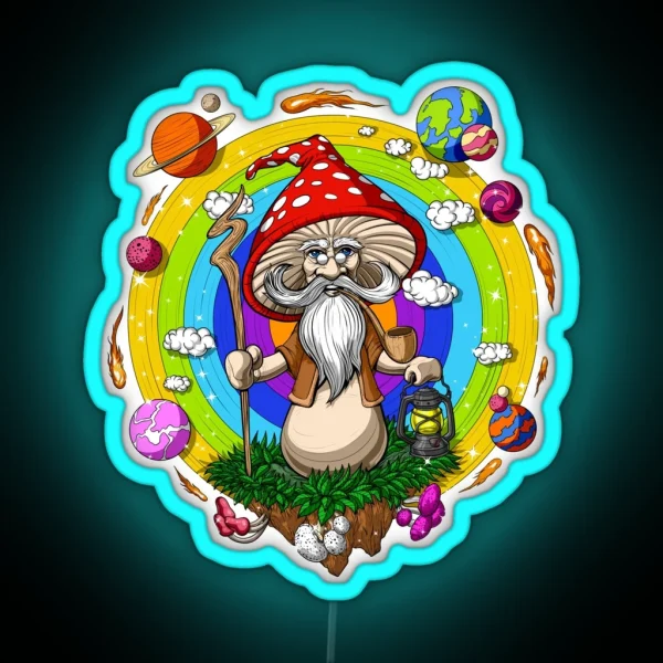Hippie Mushroom Wizard RGB Neon Sign