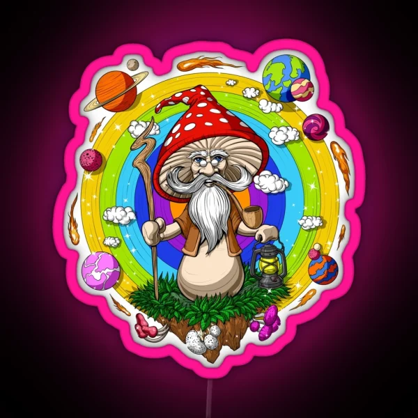 Hippie Mushroom Wizard RGB Neon Sign