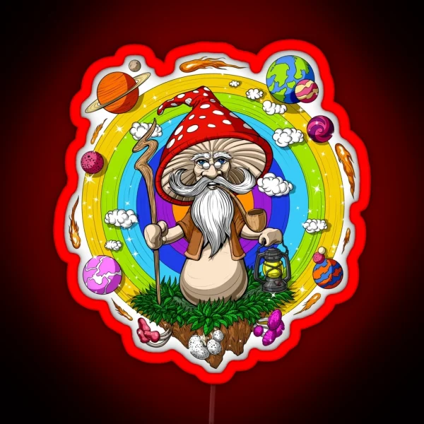Hippie Mushroom Wizard RGB Neon Sign