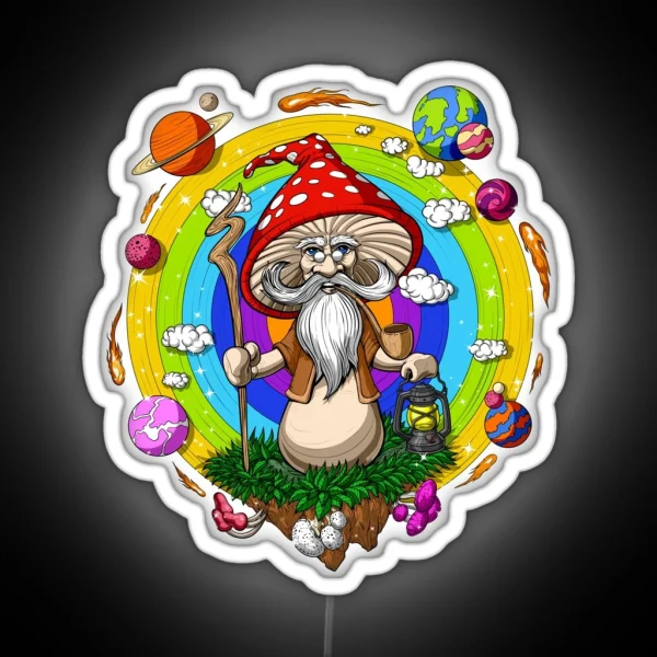 Hippie Mushroom Wizard RGB Neon Sign
