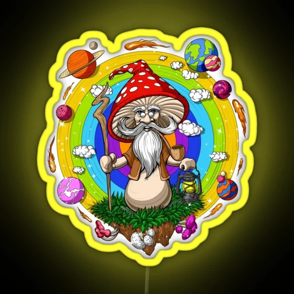 Hippie Mushroom Wizard RGB Neon Sign