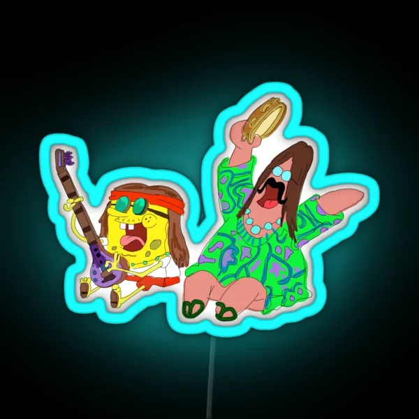 Hippie Spongebob And Patrick RGB Neon Sign