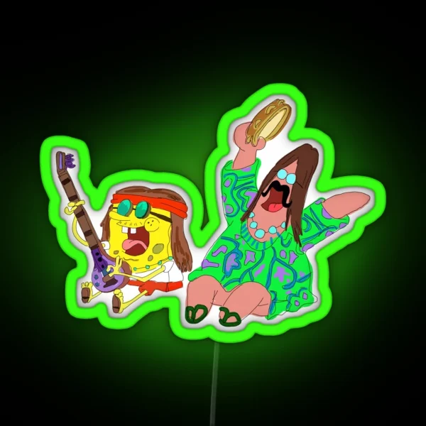 Hippie Spongebob And Patrick RGB Neon Sign