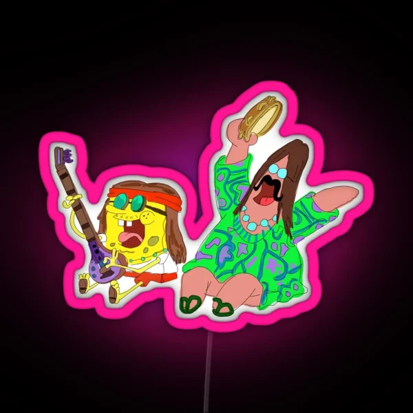 Hippie Spongebob And Patrick RGB Neon Sign