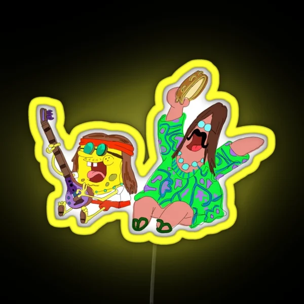 Hippie Spongebob And Patrick RGB Neon Sign