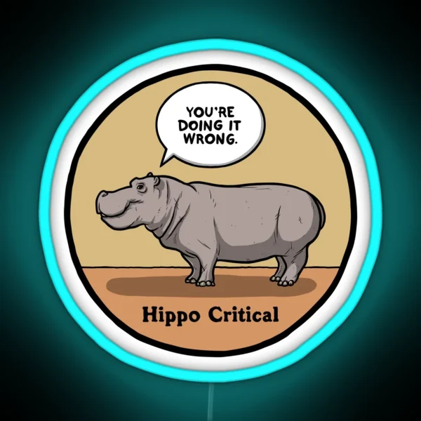 Hippo Critical RGB Neon Sign
