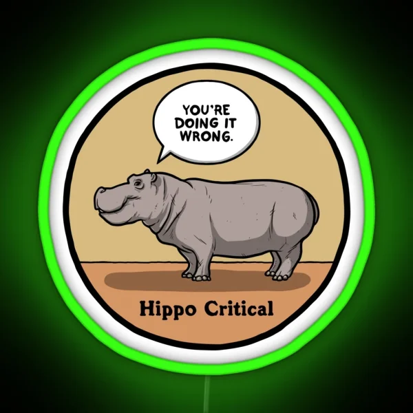 Hippo Critical RGB Neon Sign