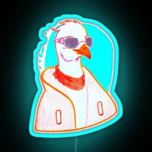 Hipster Goose With Glasses Nerdy Guy RGB Neon Sign