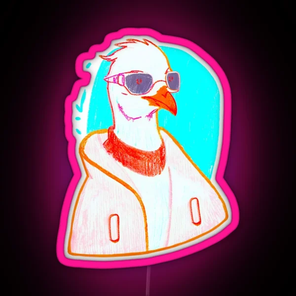 Hipster Goose With Glasses Nerdy Guy RGB Neon Sign