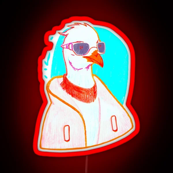 Hipster Goose With Glasses Nerdy Guy RGB Neon Sign