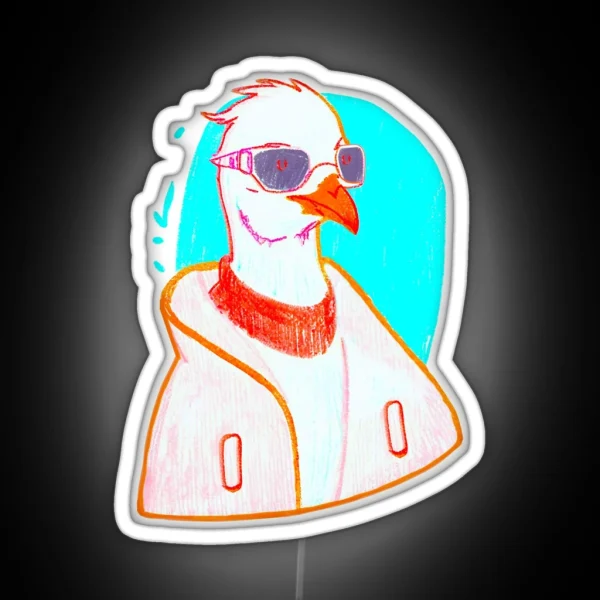 Hipster Goose With Glasses Nerdy Guy RGB Neon Sign