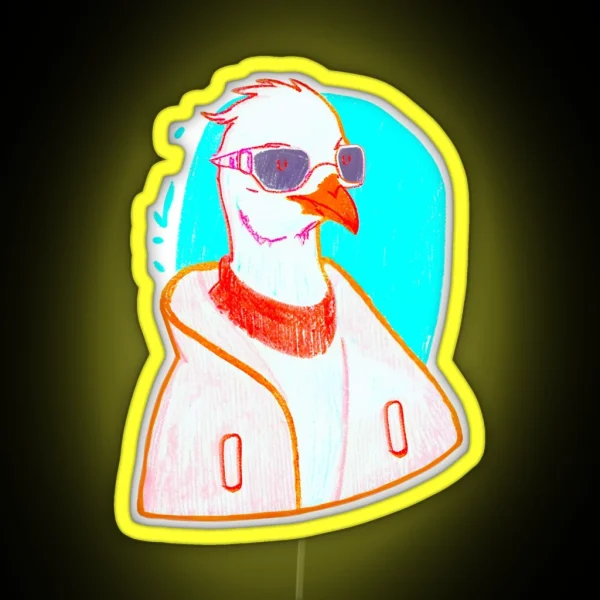 Hipster Goose With Glasses Nerdy Guy RGB Neon Sign