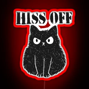 Hiss Off Angry Black Cat RGB Neon Sign