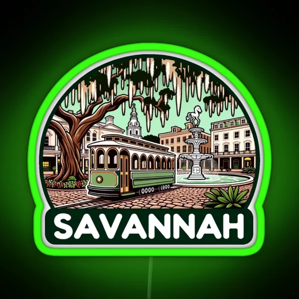 Historic Savannah Georgia Trolley RGB Neon Sign