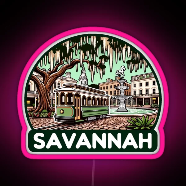 Historic Savannah Georgia Trolley RGB Neon Sign