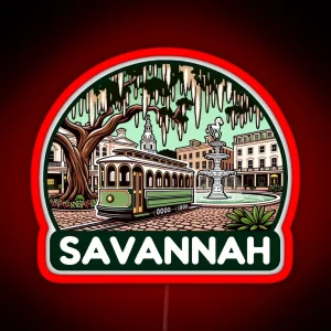 Historic Savannah Georgia Trolley RGB Neon Sign