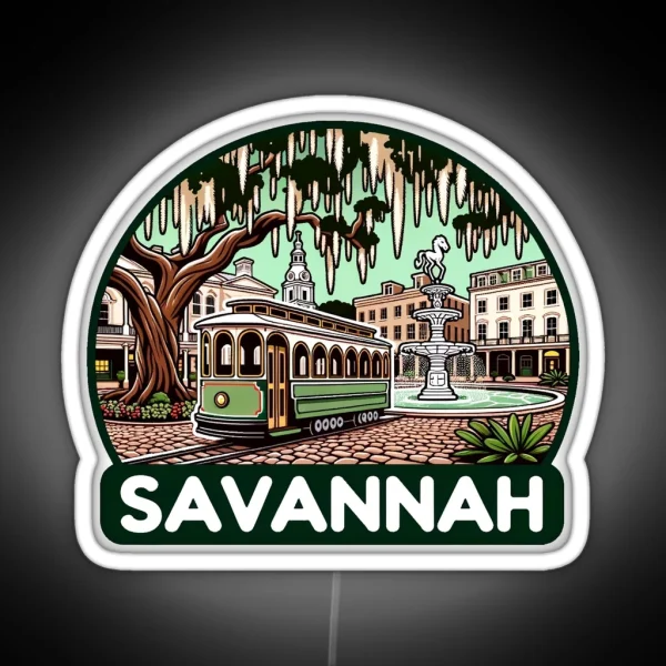 Historic Savannah Georgia Trolley RGB Neon Sign
