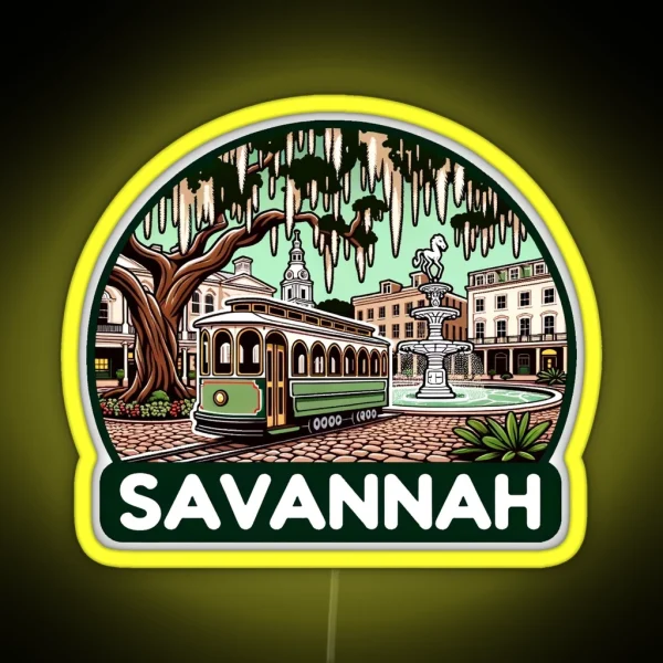 Historic Savannah Georgia Trolley RGB Neon Sign