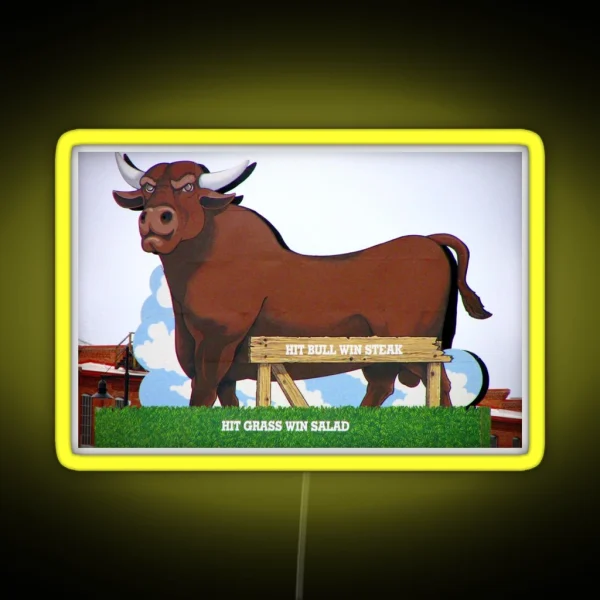 Hit Bull Win Steak RGB Neon Sign