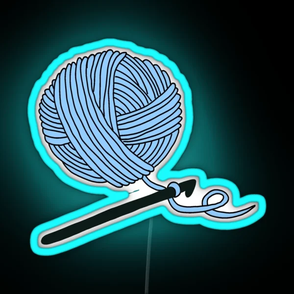 Hobby Illustrations Pastel Blue Crochet RGB Neon Sign