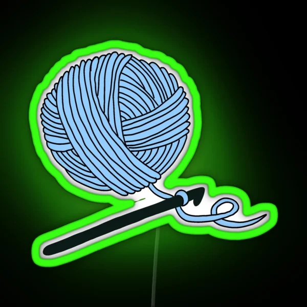Hobby Illustrations Pastel Blue Crochet RGB Neon Sign