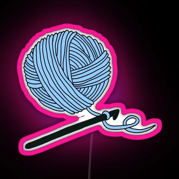 Hobby Illustrations Pastel Blue Crochet RGB Neon Sign