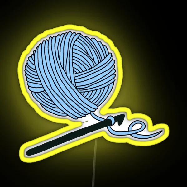 Hobby Illustrations Pastel Blue Crochet RGB Neon Sign