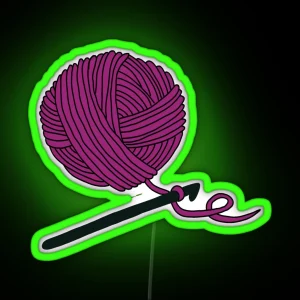 Hobby Illustrations Purple Crochet RGB Neon Sign