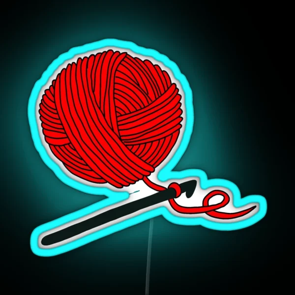 Hobby Illustrations Red Christmas Crochet RGB Neon Sign