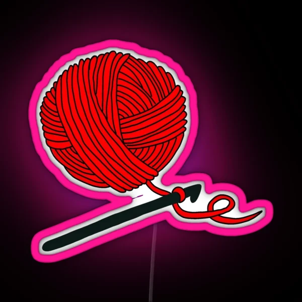 Hobby Illustrations Red Christmas Crochet RGB Neon Sign