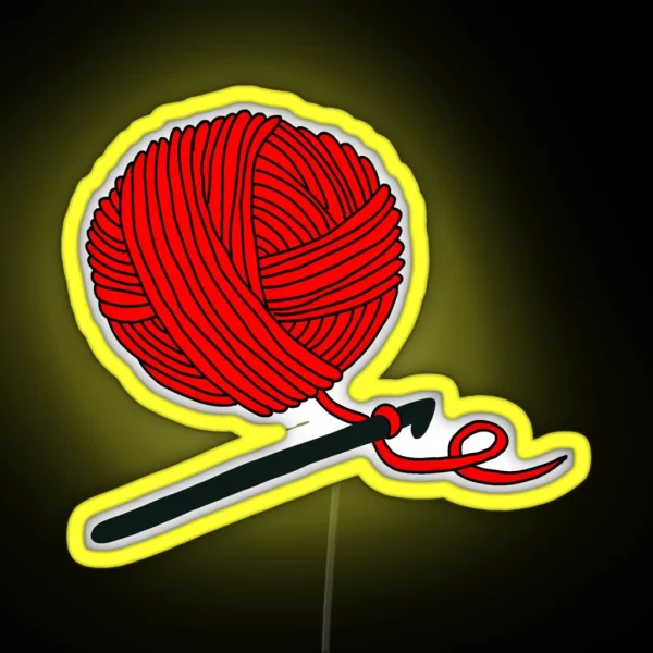 Hobby Illustrations Red Christmas Crochet RGB Neon Sign