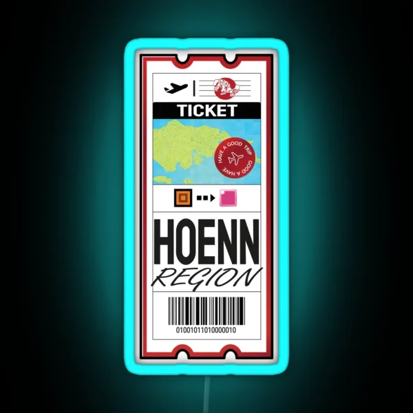 Hoenn Airplane Ticket RGB Neon Sign