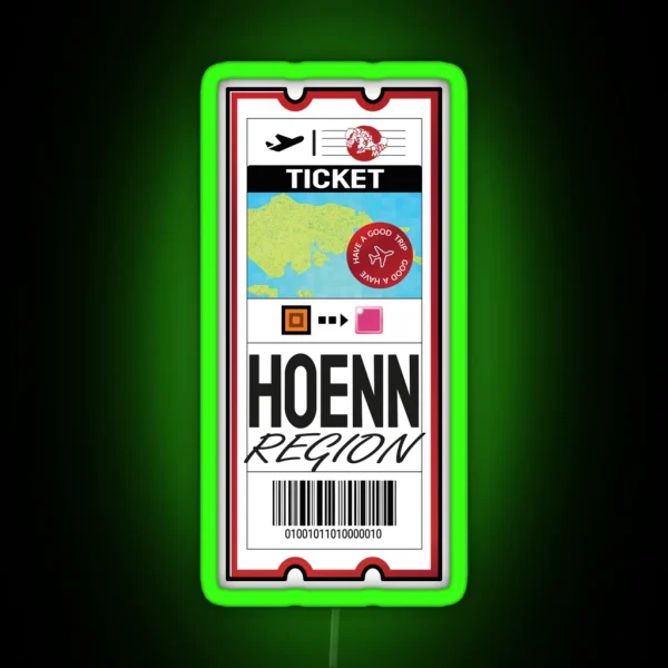 Hoenn Airplane Ticket RGB Neon Sign