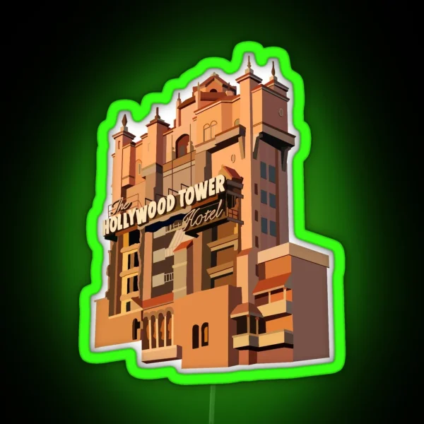 Hollywood Studios Tower Of Terror Building RGB Neon Sign