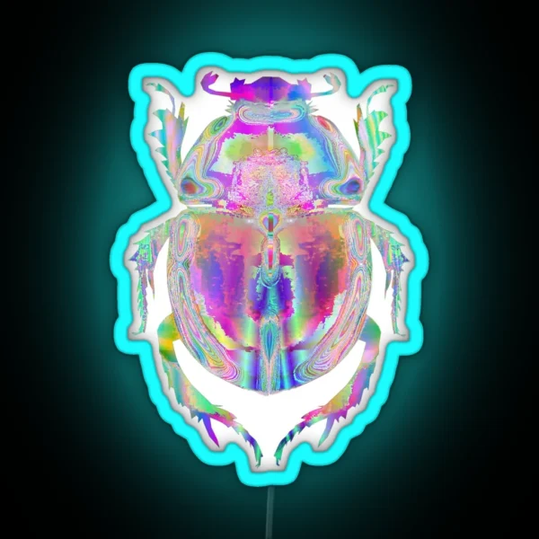 Holographic Scarab Beetle Iridescent Insect RGB Neon Sign