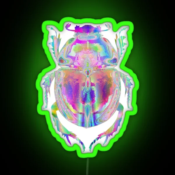 Holographic Scarab Beetle Iridescent Insect RGB Neon Sign