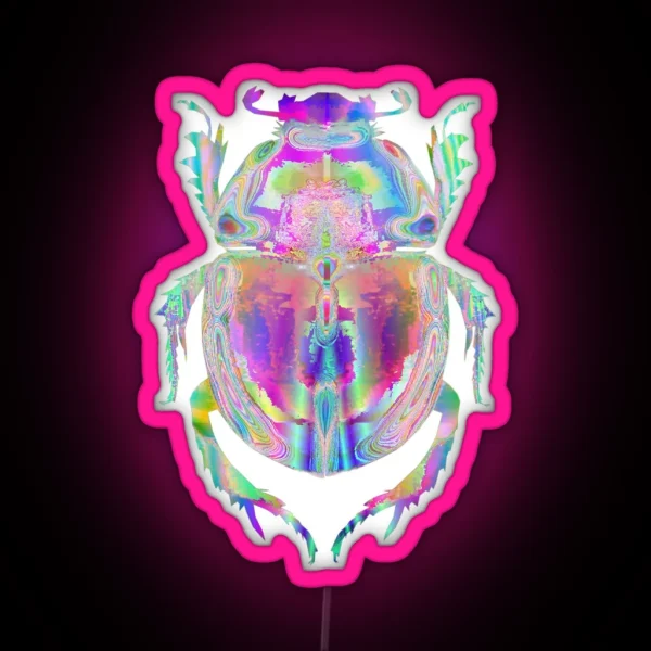 Holographic Scarab Beetle Iridescent Insect RGB Neon Sign