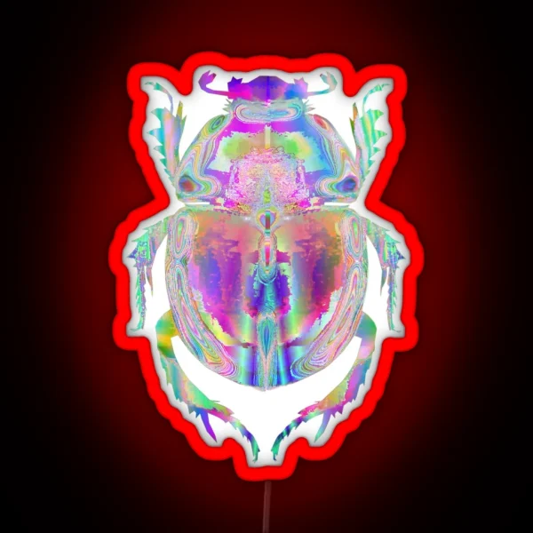 Holographic Scarab Beetle Iridescent Insect RGB Neon Sign