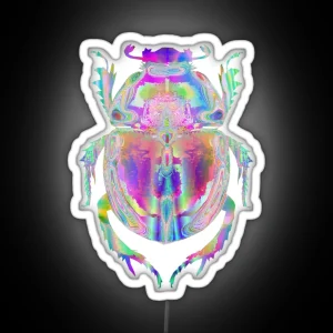 Holographic Scarab Beetle Iridescent Insect RGB Neon Sign