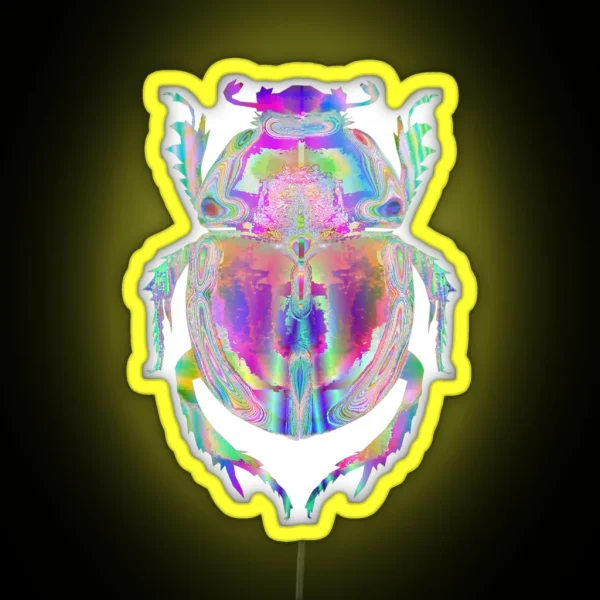 Holographic Scarab Beetle Iridescent Insect RGB Neon Sign